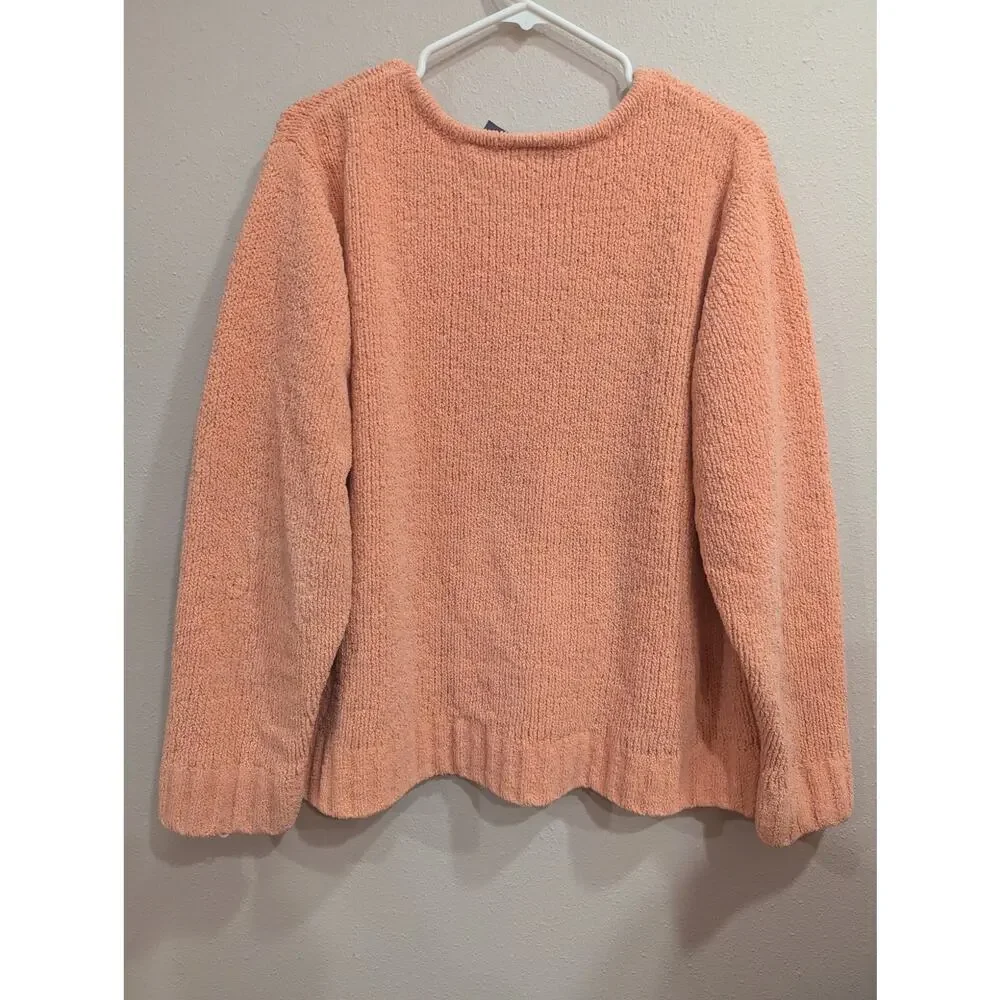 Super soft chunky knit peach colored long sleeve sweater by Crazy Horse size XL - Picture 4 of 8